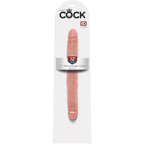 King Cock 12 Slim - realistični dupli dildo (31cm) - prirodan