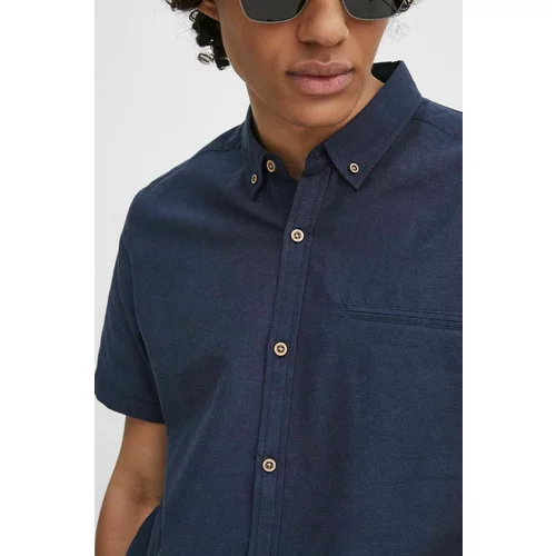 Medicine Lanena košulja za muškarce, boja: tamno plava, regular, s button-down ovratnikom