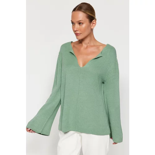 Trendyol Mint More Sustainable V-Neck Knitwear Sweater