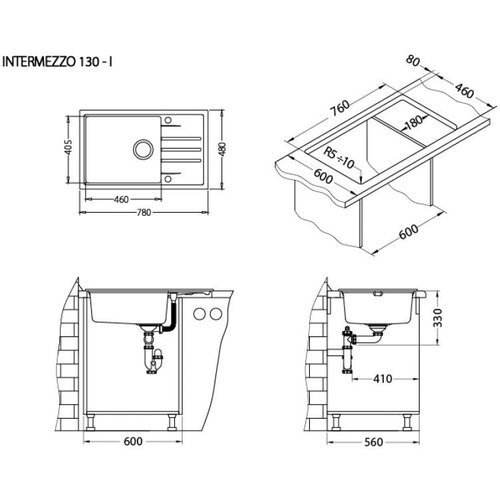 Alveus sudopera Intermezzo 130 g91 - crna 780 x 480 x 200 mm Cene