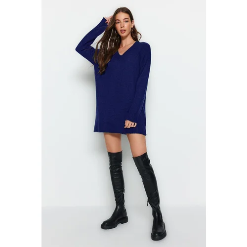 Trendyol Navy Blue Mini Knitwear Soft Texture Dress