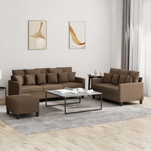  3-dijelni set sofa s jastucima smeđi od tkanine Cene