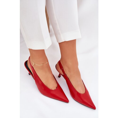 Boto High Heels With Open Heel Eco Leather Red Aricandia Slike