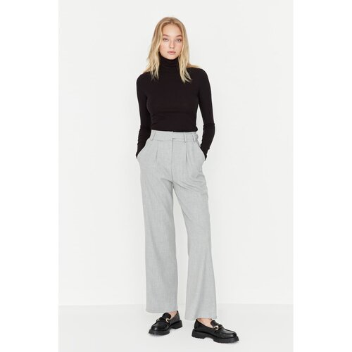 Trendyol Gray Wide Leg Trousers Slike