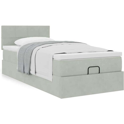 VidaXL Okvir kreveta s madraca svijetlosivi 90x200cm bar&amp;scaron;unasti Slike