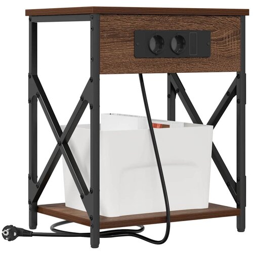  Noćni ormar 2 pcs Smeđi hrast 41 x 31 x 51 cm Konstruirano drvo Slike