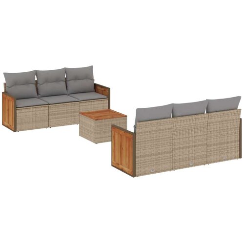 VidaXL 7-dijelni set vrtnih sofa od poliratana s jastucima bež Slike