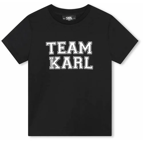 Karl Lagerfeld Otroška bombažna kratka majica črna barva