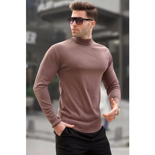 Madmext Biscuit Color Slim Fit Half Turtleneck Men's Knitwear Sweater 6343