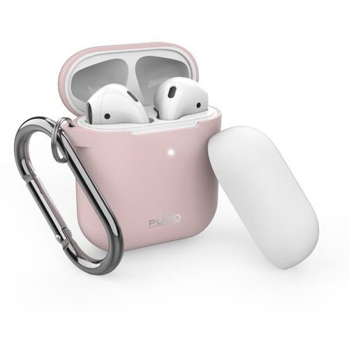 Puro silikonski ovitek s karabinom za AirPods, roza, (619359) Cene