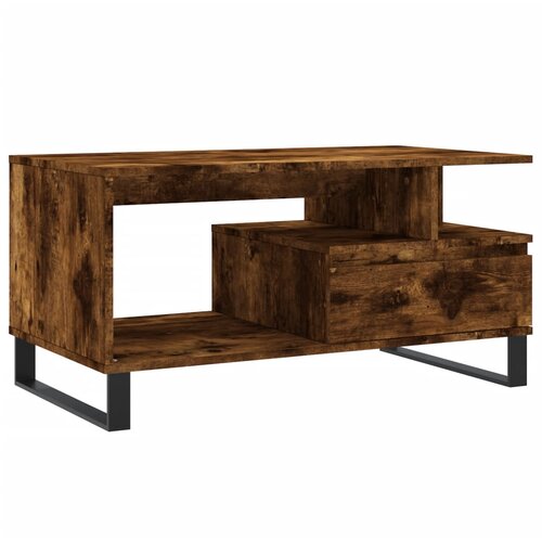 Maison Chic Klubska mizica - kavna mizica - Nizka mizica dimljeni hrast 90x49x45 cm inženirski les, (21753448) Slike