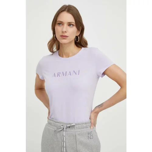 Armani_Exchange Kratka majica ženski, vijolična barva