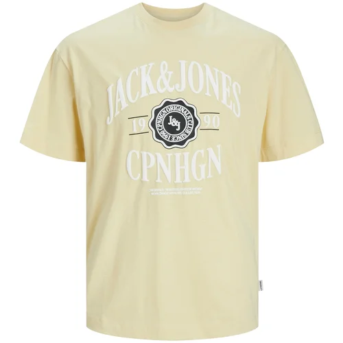 Jack & Jones Majica 'LUCCA' pastelno rumena / črna / bela