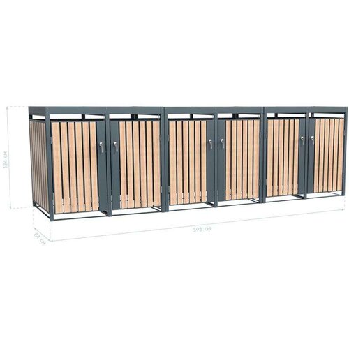  Westman - Spremi&amp;scaron;te za 6 kanti za smeće s krovom za biljke Planta | 6x240L | 84x396x124 cm - BRANDED IN GERMANY Slike