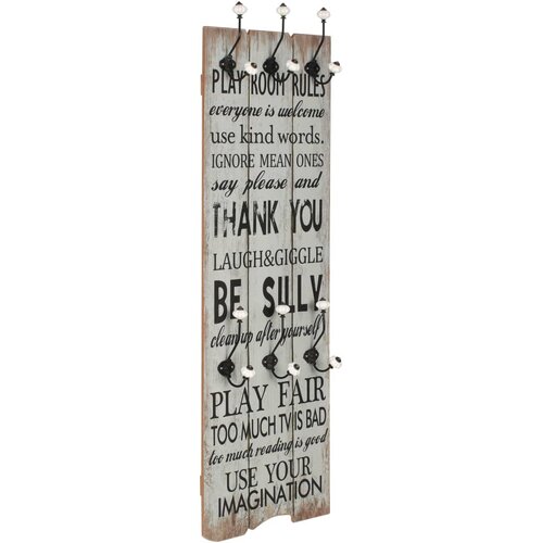 vidaXL Stenski obešalnik s 6 kljukicami 120x40 cm THANK YOU, (20768572) Cene