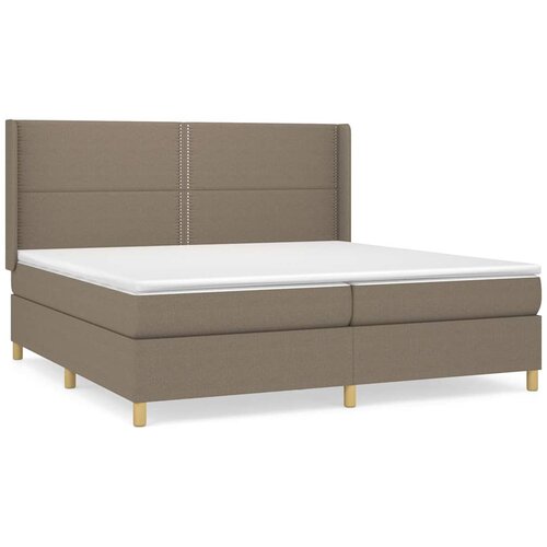  Krevet s oprugama i madracem smeđesivi 200x200 cm od tkanine Slike