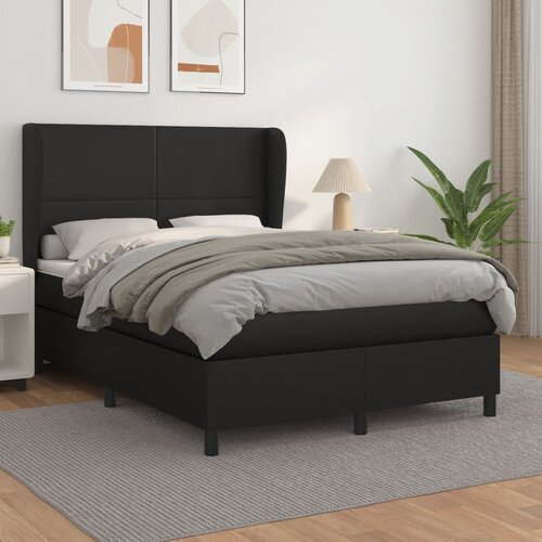 The Living Store Box spring postelja z vzmetnico črn 140x200 cm umetno usnje - Box Spring Postelja, (21503693) Cene