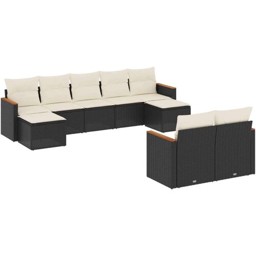 VidaXL 9-dijelni set vrtnih sofa s jastucima crni od poliratana Slike