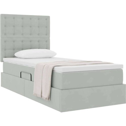  Krevet s madracem i skladi&amp;scaron;tem Svijetlo siva 90 x 190 cm Bar&amp;scaron;un Slike