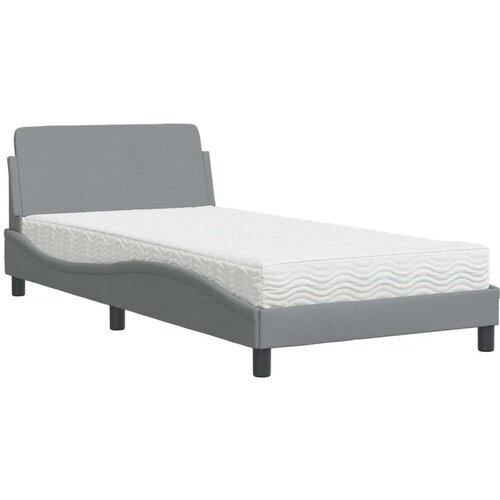 VidaXL Krevet s madracem svjetlosivi 100x200 cm od tkanine Slike