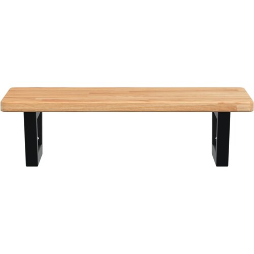  Zidna polica za umivaonik od čelika i masivne hrastovine Smeđa 60 x 40 x 2.5 cm Slike
