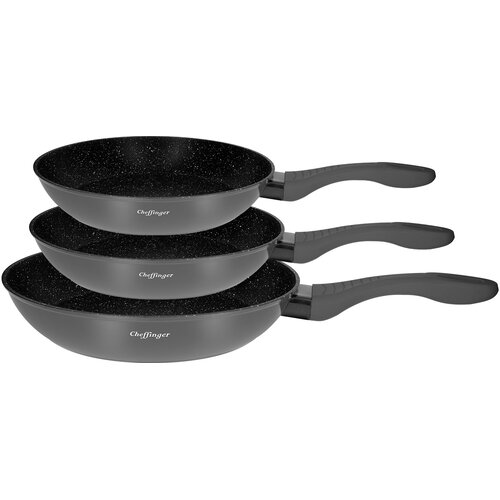 Cheffinger komplet 3 ponev 20/24/28 cm z marmornim premazom in silikonskim ro?ajem, temno siva, (21553005) Cene