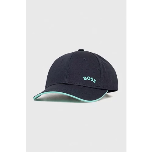 BOSS Green Bombažna bejzbolska kapa BOSS mornarsko modra barva