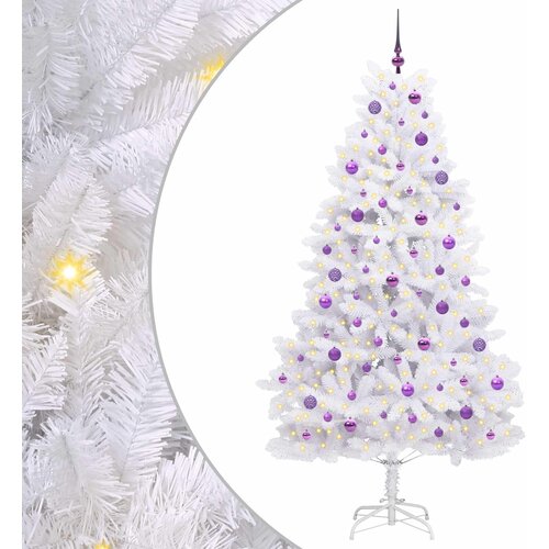  Umjetno božićno drvce s nogom Bijela 210 cm PVC i čelik Slike
