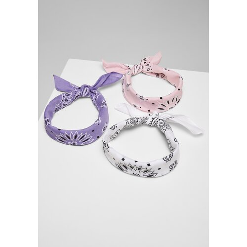 Urban Classics Accessoires Multicolor Bandana 3-Pack Purple+White+Pink Slike