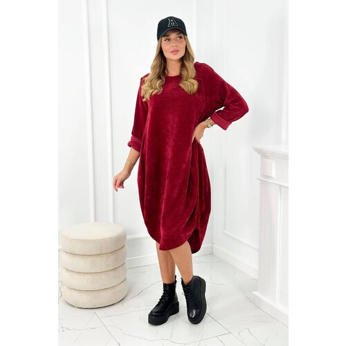 Kesi Corduroy dress with pockets of burgundy color Slike