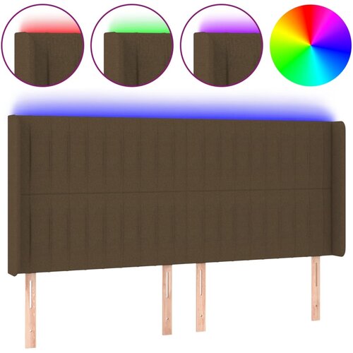Maison Chic led posteljno vzglavje - vzglavna omarica - nočna omarica temno rjavo 183x16x118/128 cm blago, (21712246) Slike