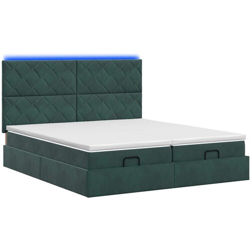  Krevet od pjene s madracem i LED-om Tamnozelena 160 x 200 cm Slike
