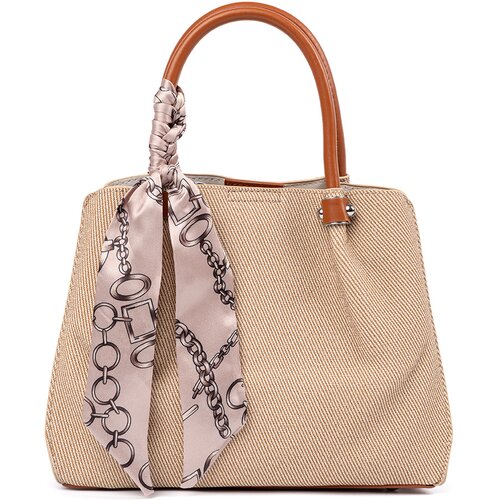 Shelvt Light brown medium handbag with decorative scarf Cijene