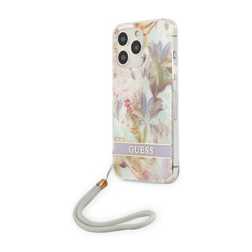 Guess Ohišje za Apple iPhone 13 Pro Flowers z najlonskim trakom, Lavanda, (21244277) Cene