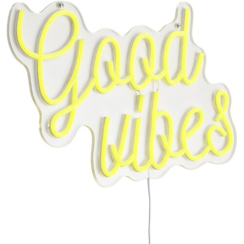 QAZQA Neonska stenska svetilka rumena vklj. LED - Good Vibes Slike