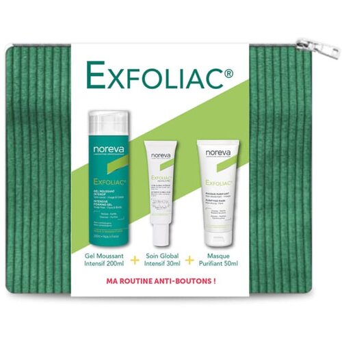 Noreva Set Gel za či&amp;scaron;ćenje lica, krema za lice i maska za dubinsku hidrataciju sa neserom Exfoliac, Zeleni Slike