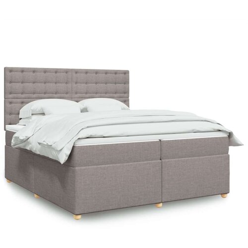  Krevet s oprugama i madracem smeđesivi 200x200 cm od tkanine - Sivo-smeđa 200 x 200 cm gumbi Slike
