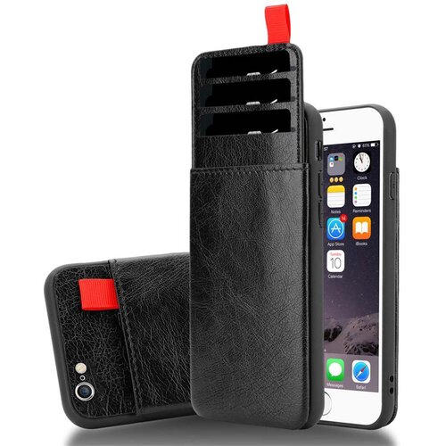Cadorabo Ohi&scaron;je, združljiv z Apple v Ebony Black - Za&scaron;čitni pokrov iz silikona TPU in imitacijsko usnjeno pokrov, z režami za predal in izvlečeno kartico, (20589509) Cene