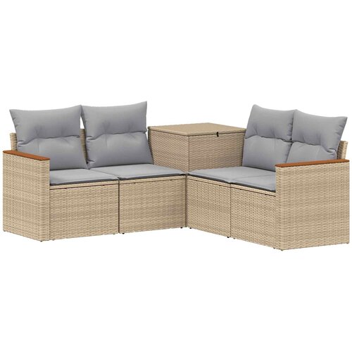  Set sofe 5 kom. Bež i svijetlo siva Poli Rattan i čelik Slike
