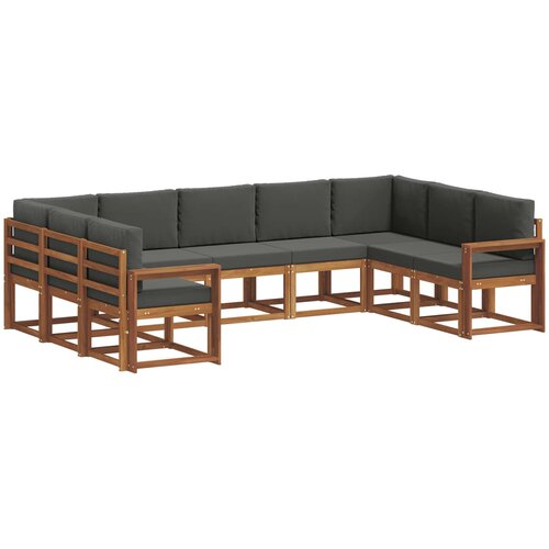  Set vanjskih sofa 9 kom. Prirodna i antracit Smeđa 304 x 189,5 x 73 cm Slike