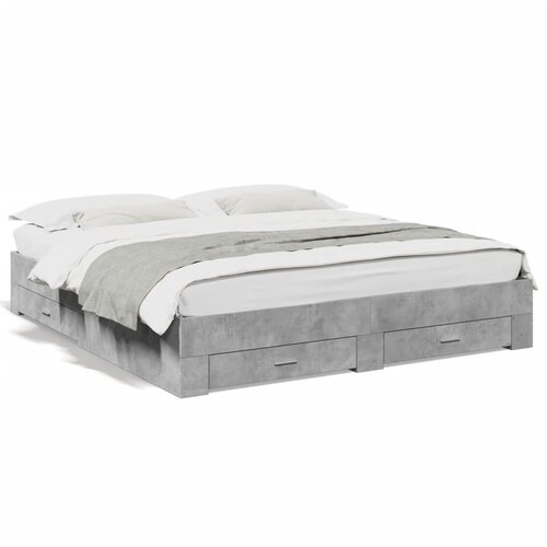 Maison Chic Posteljni okvir - Dvoposteljna postelja - Zakonska postelja s predali betonsko siv 180x200cm inženirski les, (21694457) Cene