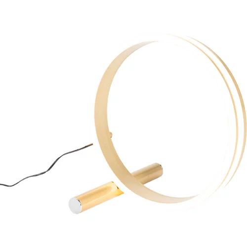 QAZQA Dizajnerska namizna svetilka iz medenine z LED 3-stopenjskim zatemnitvijo - Navara