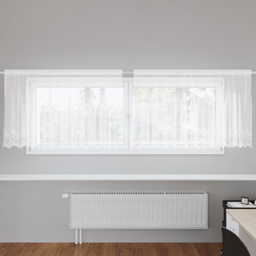 vidaXL Čipkasta Zavesa z zavesami Cvetlični Bela 300 x 120 cm Poliester Cene