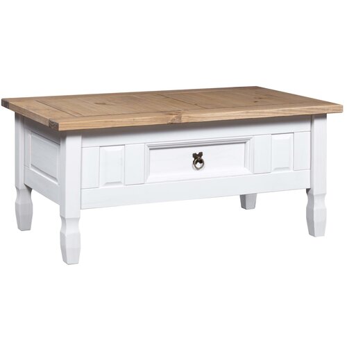 VidaXL Klubska mizica mehi&amp;scaron;ka borovina Corona Range bela 100x60x45 cm Slike