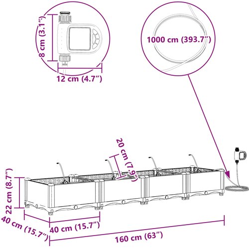  Vrtna saksija 4 pcs Sivi 160 x 40 x 22 cm Plastika Slike