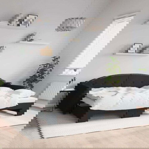  Dnevni krevet na razvlačenje crni 90 x 190 cm od tkanine Cijene