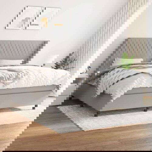  Box spring postelja z vzmetnico svetlo siva 160x200 cm žamet, (20930594) Cene