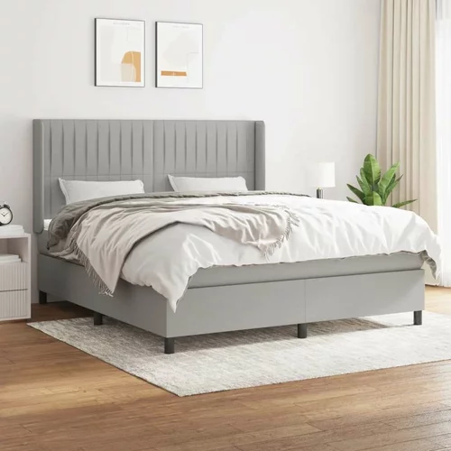  Box spring postelja z vzmetnico svetlo siva 160x200 cm žamet, (20930594)