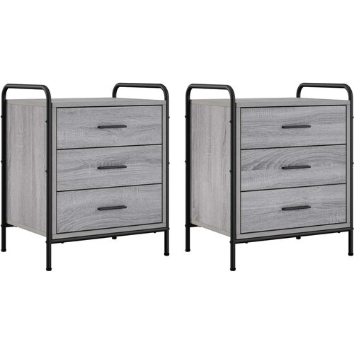  Noćni ormar 2 kom. Siva Sonoma 48 x 36,5 x 60 cm Slike