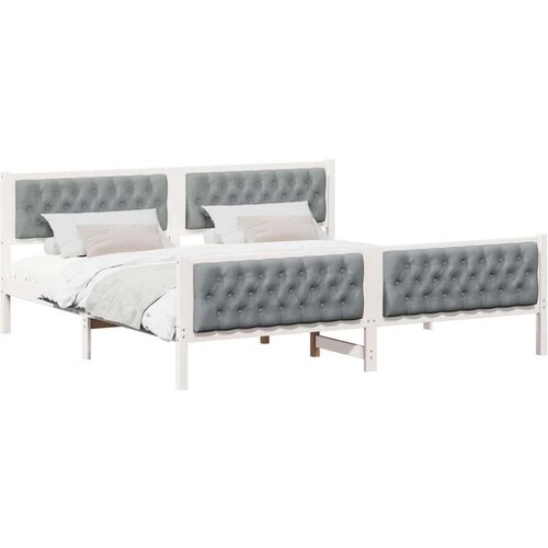 VidaXL krevetna konstrukcija s uzglavljem svijetlo siva 200 x 200 cm Slike